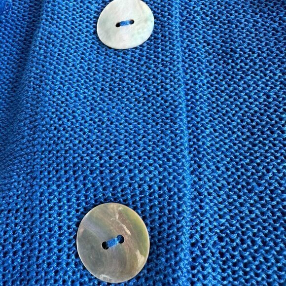 Linen Blazer XL Made in USA Cobalt Blue Fringe Sportsworks Studio Woven Knit - Picture 5 of 8